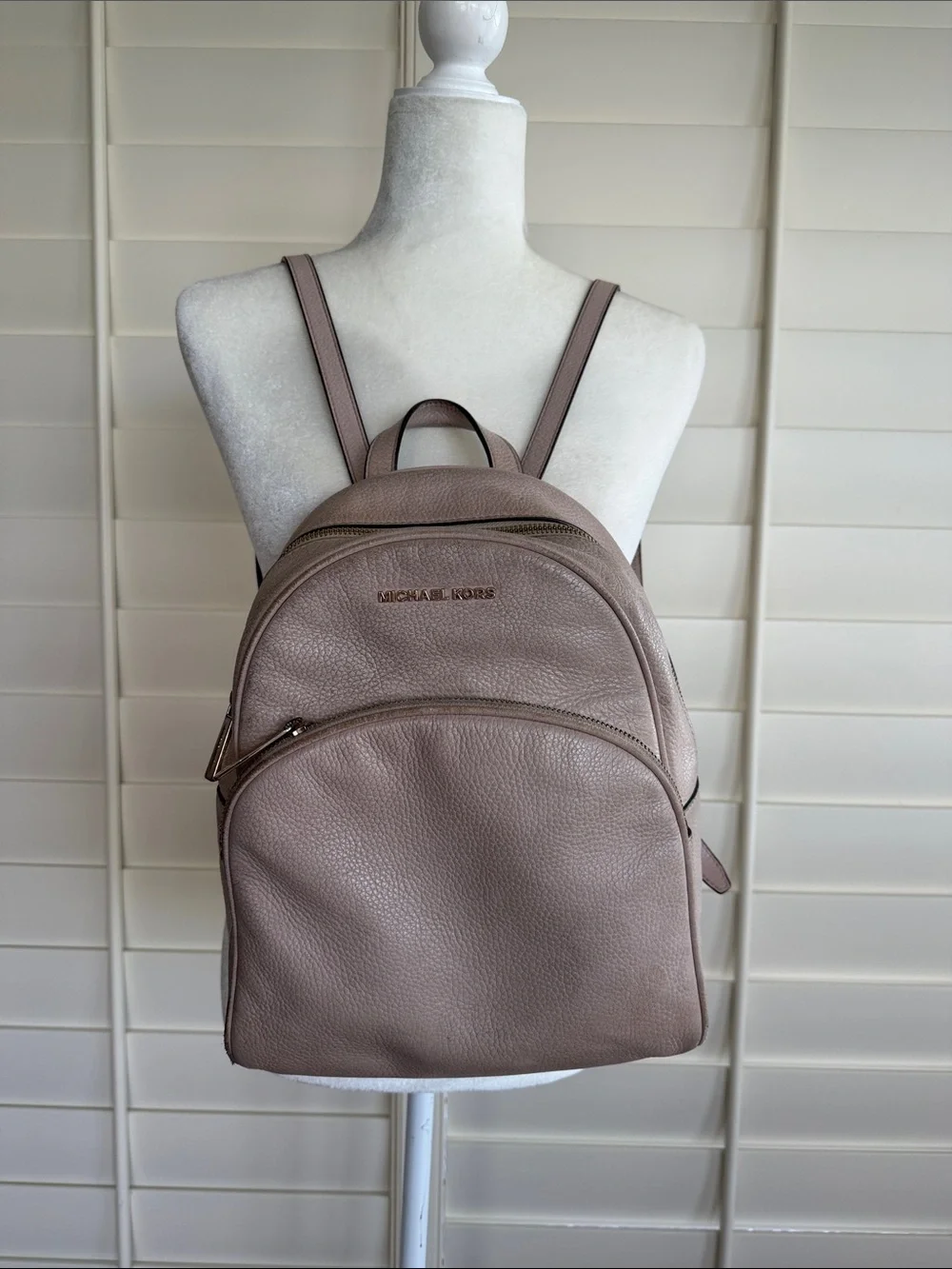Michael Kors Mauve Taupe Pebbled Leather Backpack
